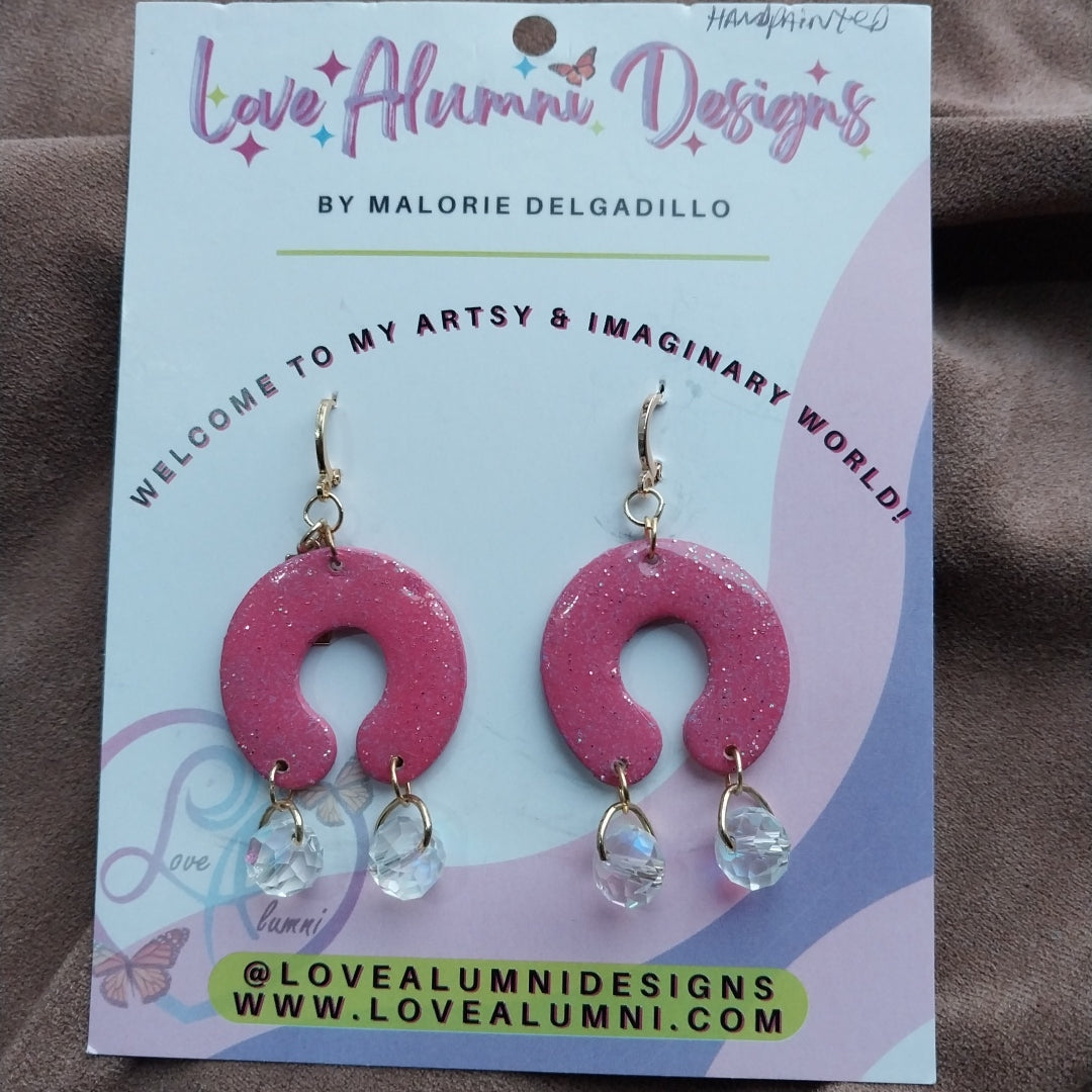 Handpainted Swarovski Horseshoe Drop Earrings