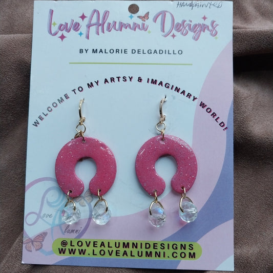 Handpainted Swarovski Horseshoe Drop Earrings