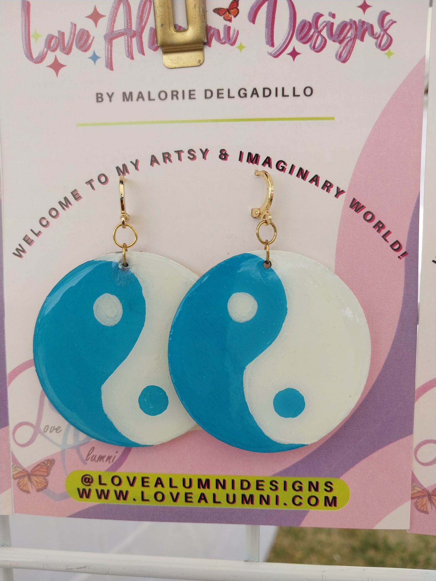 Ying Yang Handpainted XL Statement Earrings