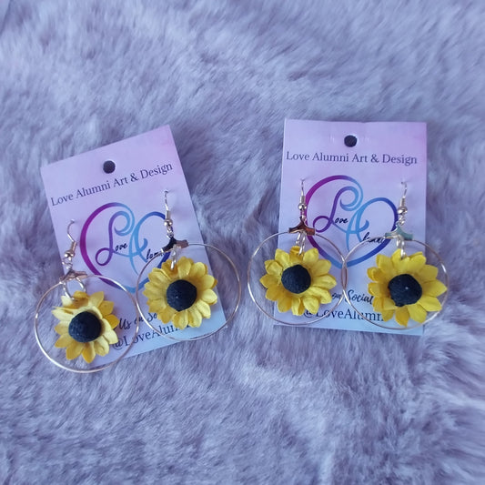 18K Gold Sunflower Dangles