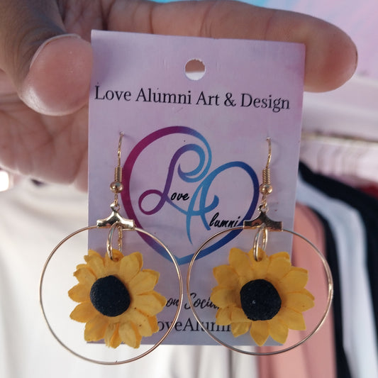 18K Gold Sunflower Dangles