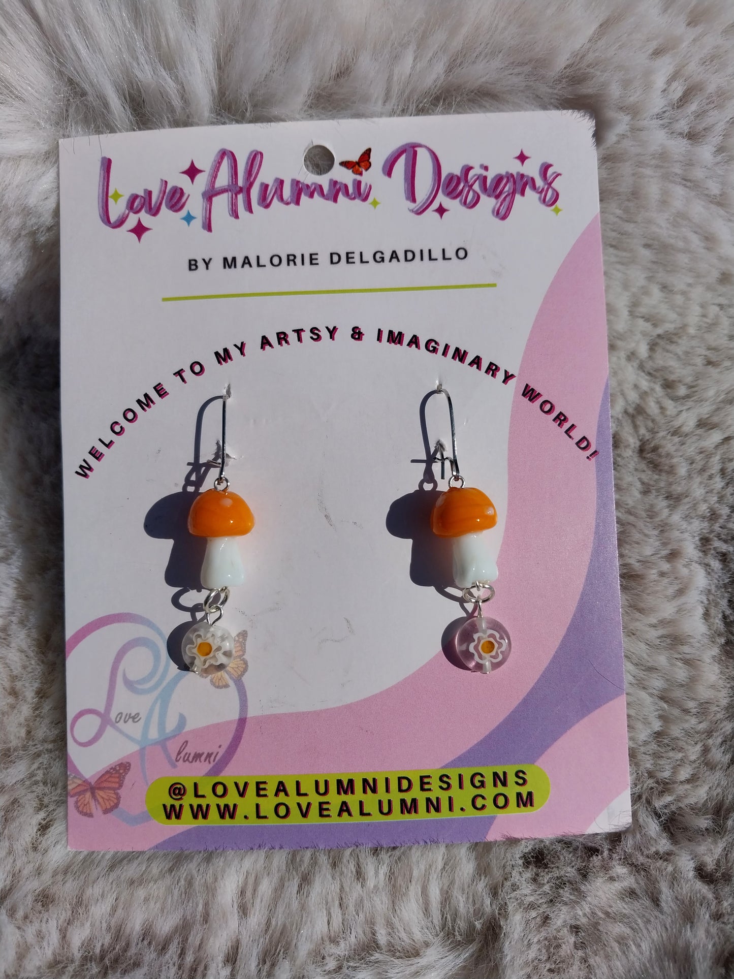 Glass Autumn Mushroom Earrings