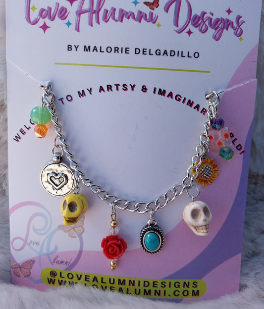 Amarillo Dia De Muertos Charm Bracelet