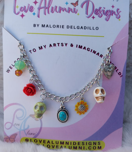 Girasol Dia De Muertos Charm Bracelet