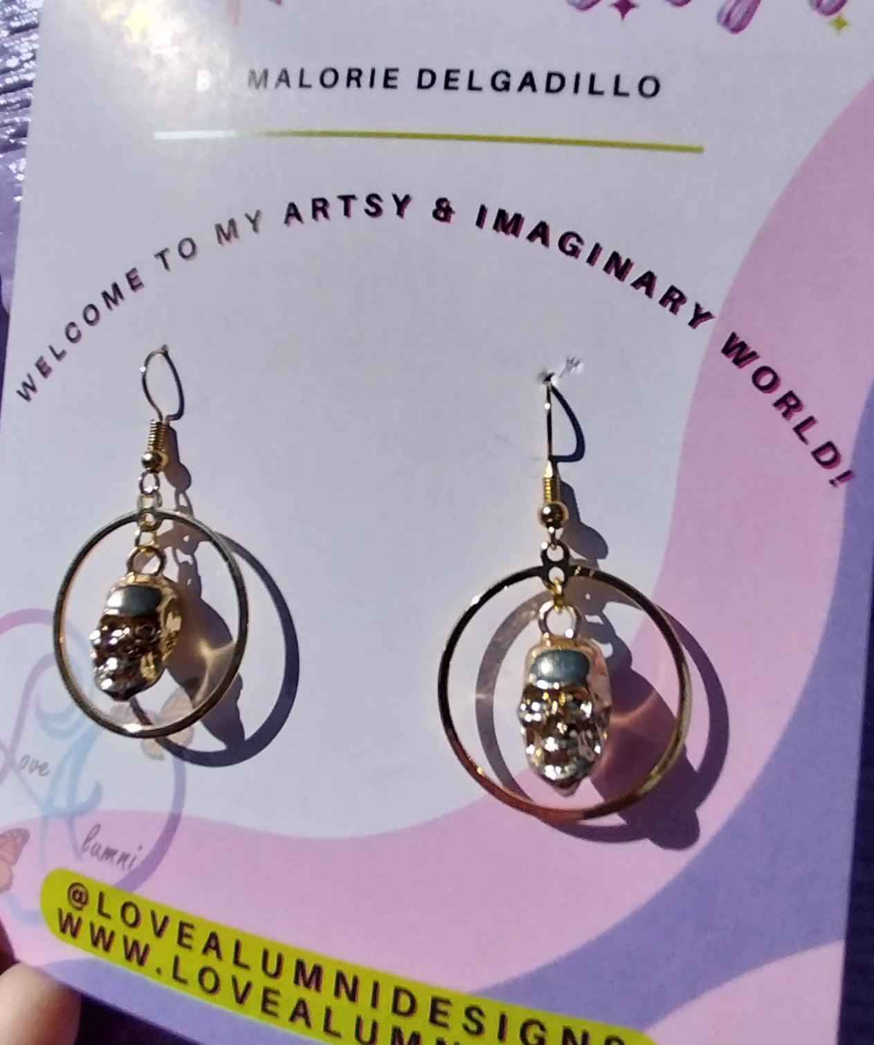 Calavera Charm Earrings 18K Gold Plated