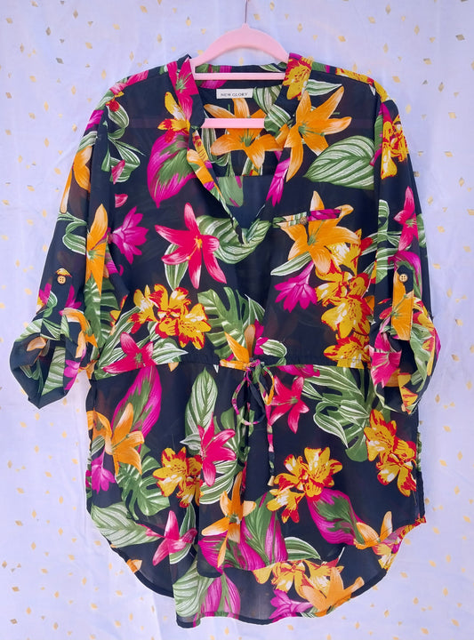 Floral Tropics Waist Cinching Top