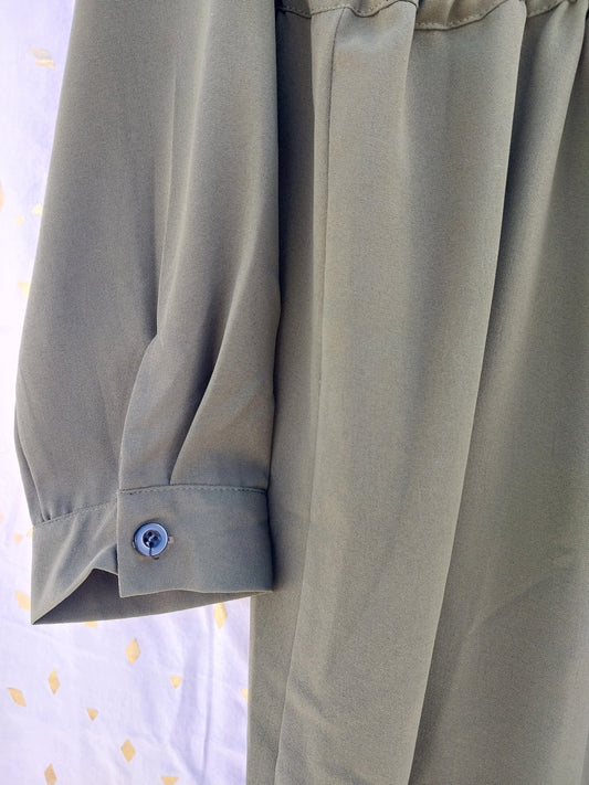 Autumn Green Cinch Waist Button Up Dress
