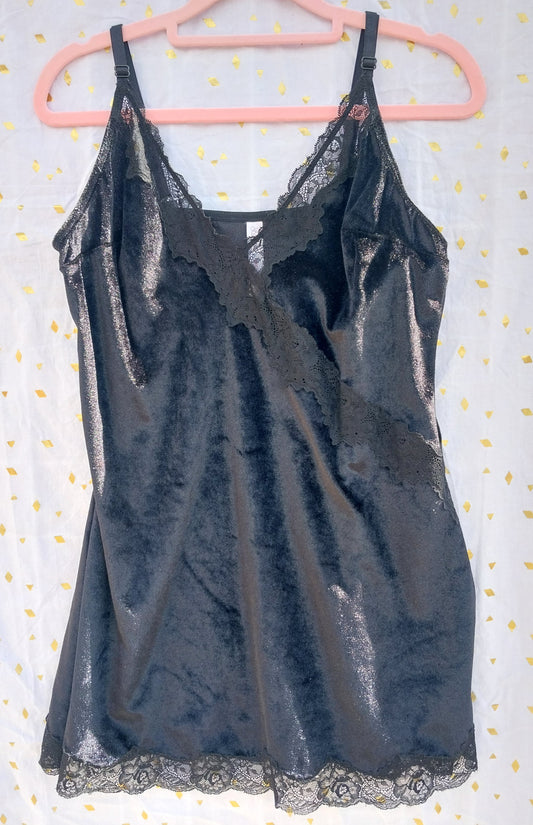 Black Faux Velvet Mini Dress