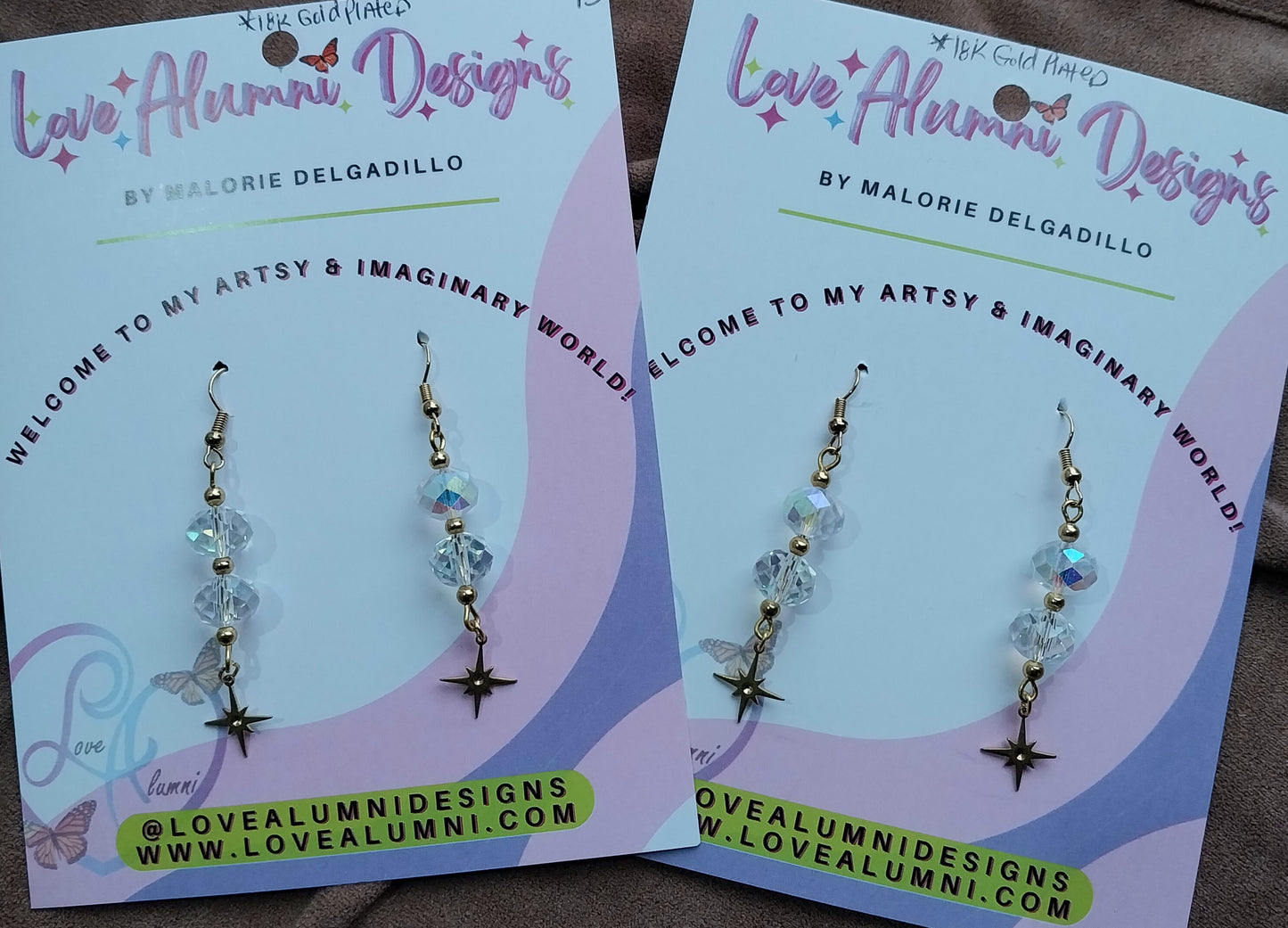 Star Drop Earrings 18K Gold Plated