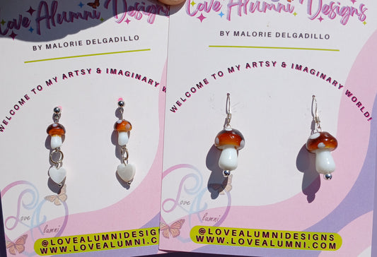 Glass Mushroom Earrings