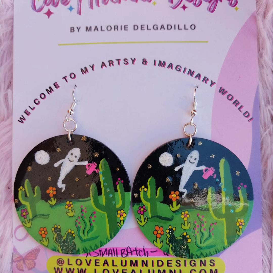 Boo Garden Handpainted Earrings