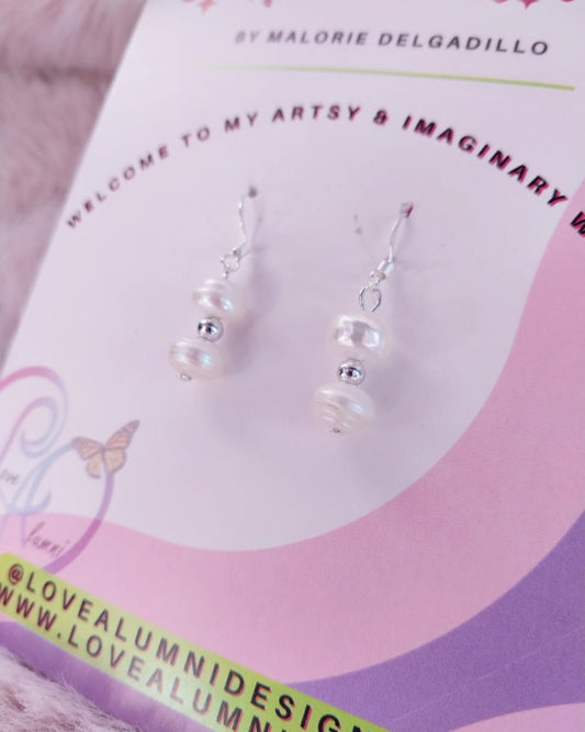 Silver Plated Pearl Dangle Earrings