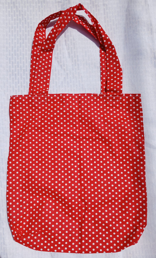 Red Polka Dot Handcrafted Tote Bag Sustainable Fabric