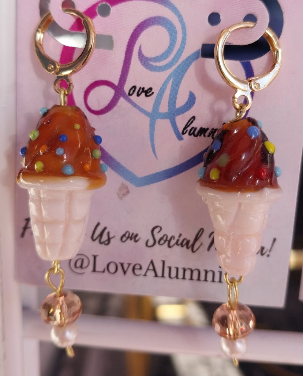 18K Gold Plated Chocolate Ice Cream Earrings