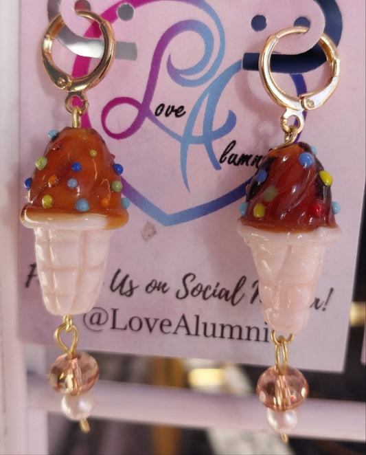 18K Gold Plated Chocolate Ice Cream Earrings