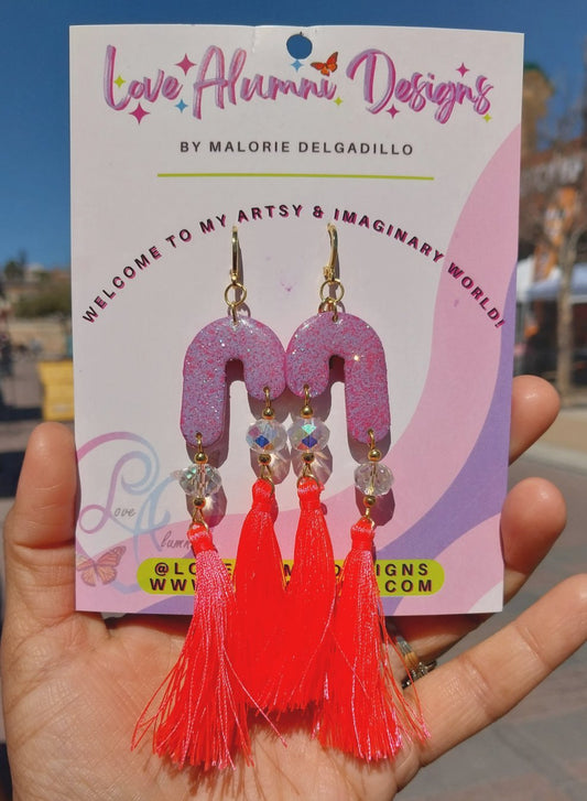 18K Gold Plated Handpainted Tassel Earrings
