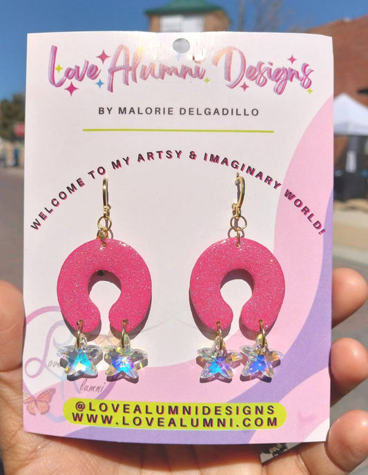 Handpainted Swarovski Horseshoe Drop Earrings