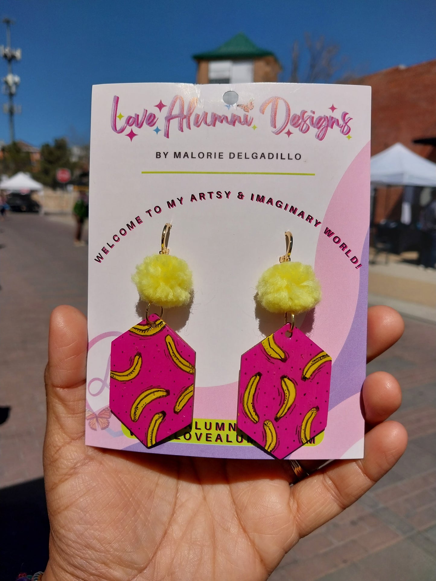 Bananas Hand Painted Earrings 18K Gold Plated