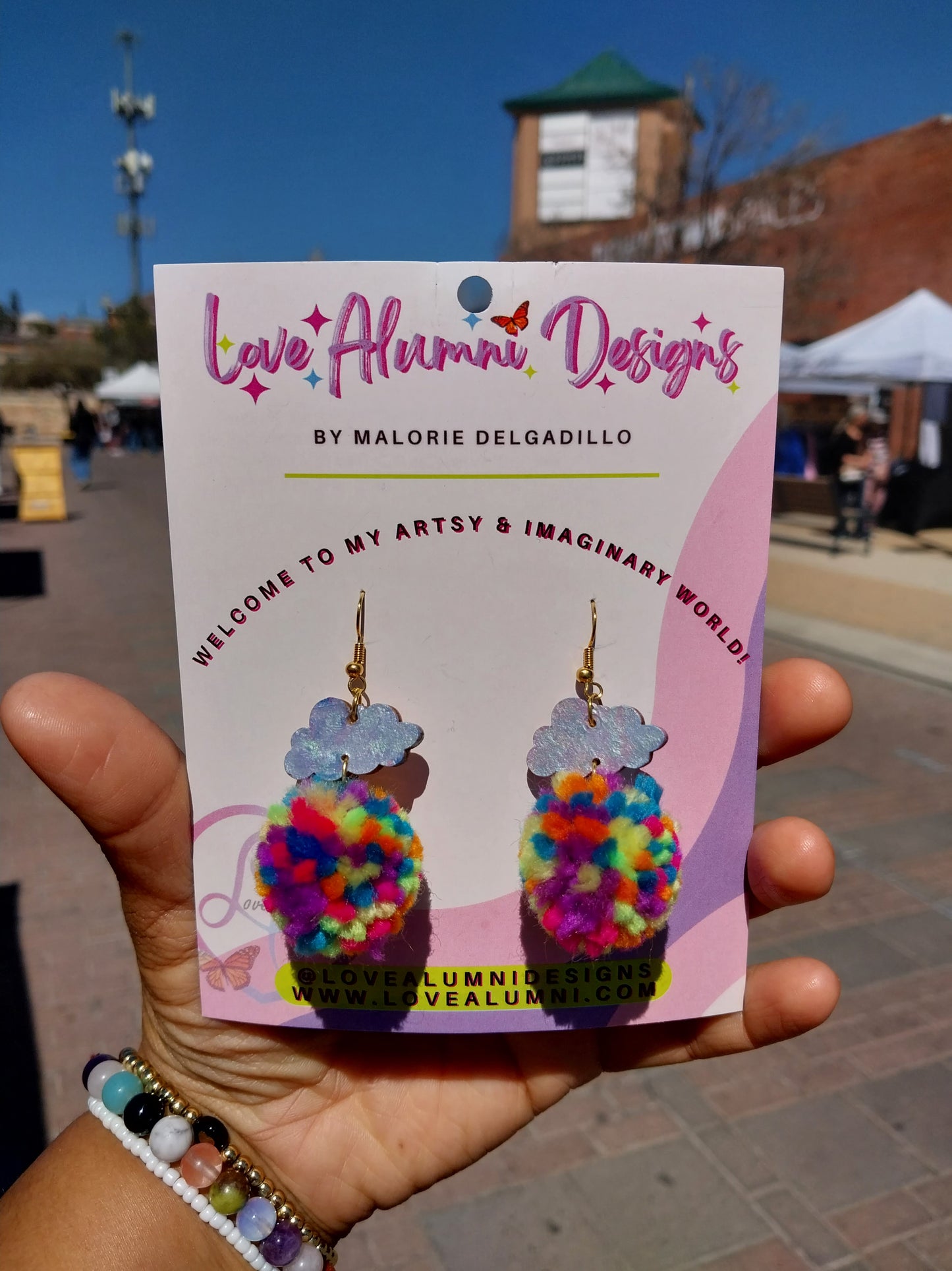 Cloudy Days Handpainted Statement Earrings