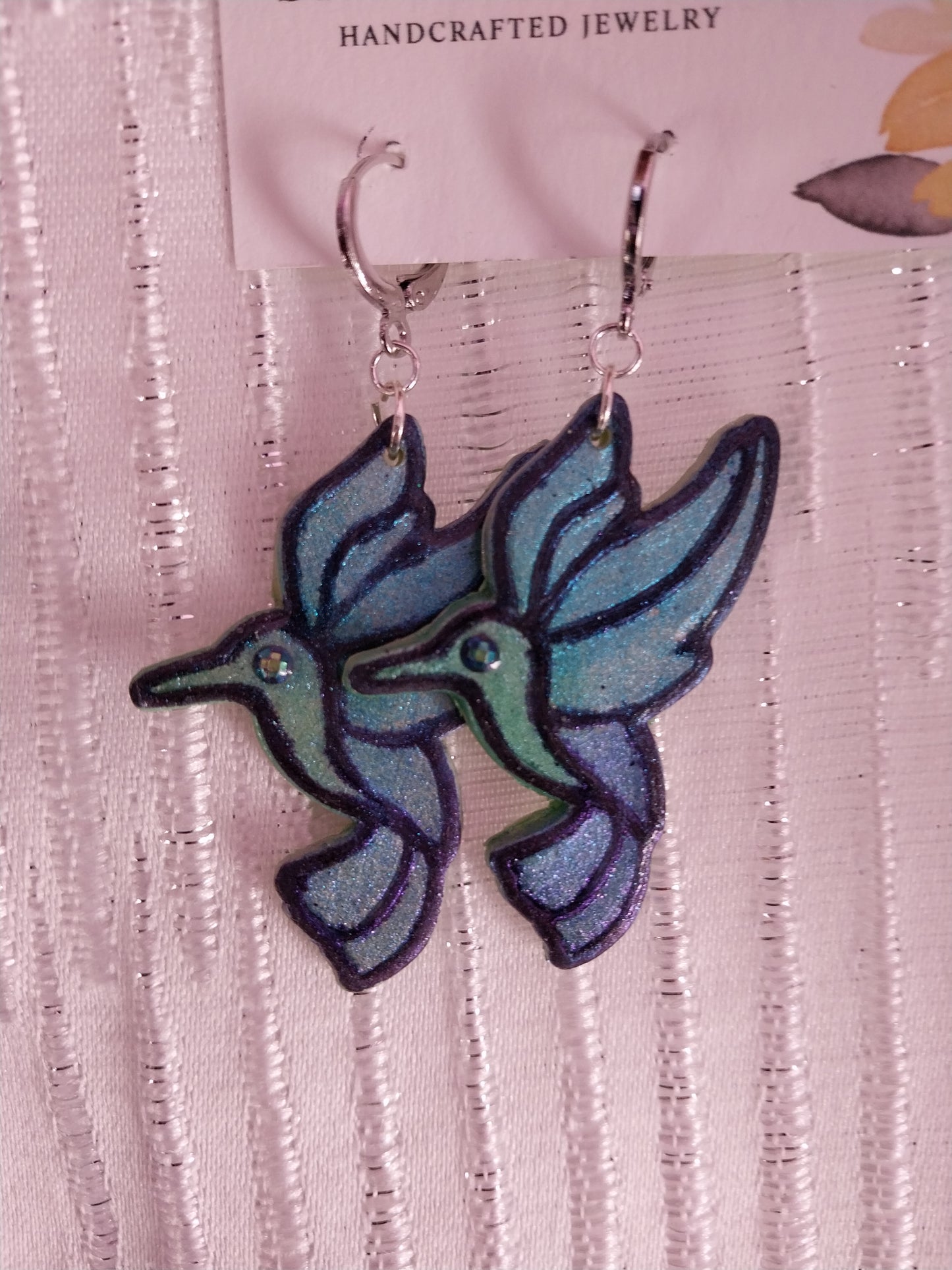 Shimmering Hummingbirds Silver Plated Earrings