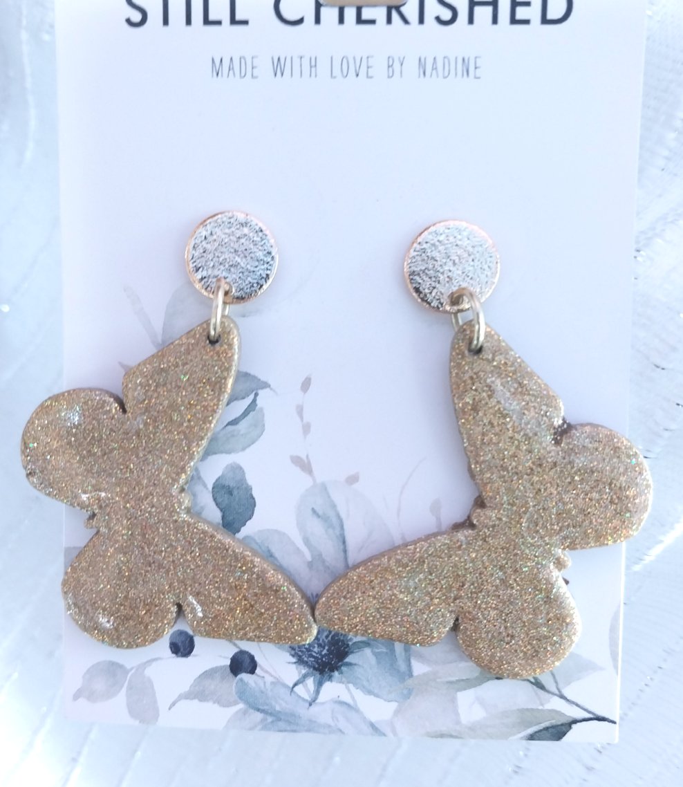 Gold Shimmer Butterfly Earrings