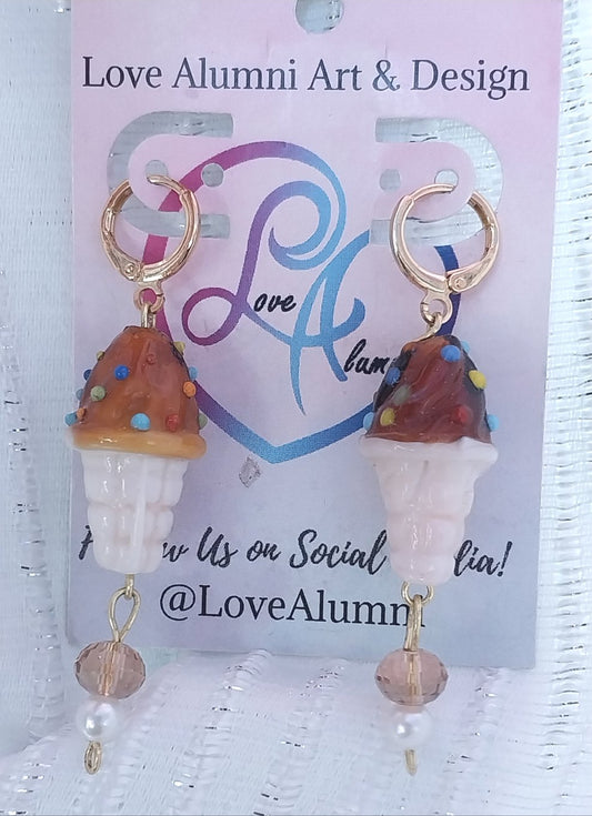 18K Gold Plated Chocolate Ice Cream Earrings