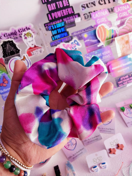 Satin Watercolor Oversized Scrunchie Sustainable Fabric