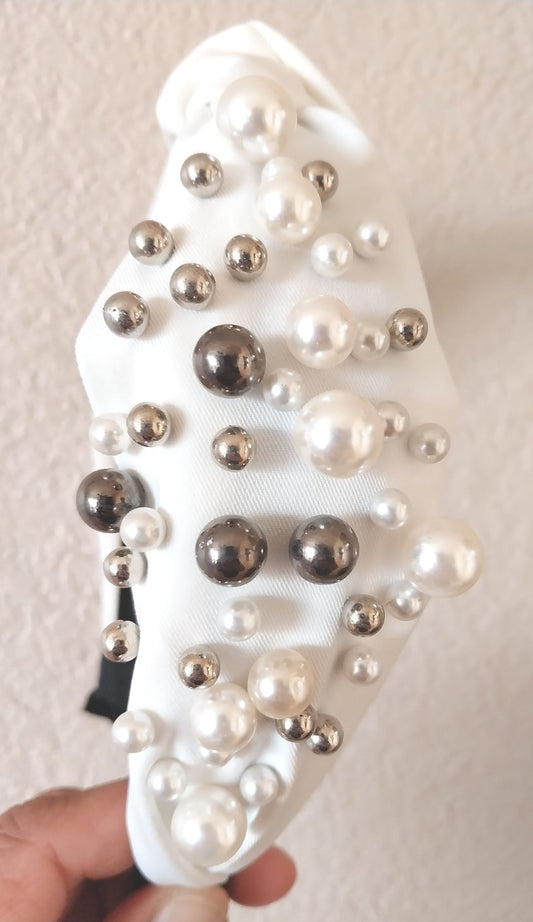 Ivory White Pearl Embellished Headband