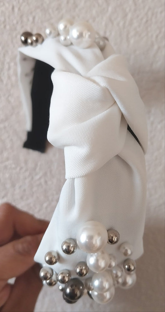 Ivory White Pearl Embellished Headband