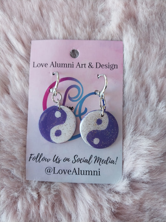 Ying Yang Handpainted Medium Statement Earrings