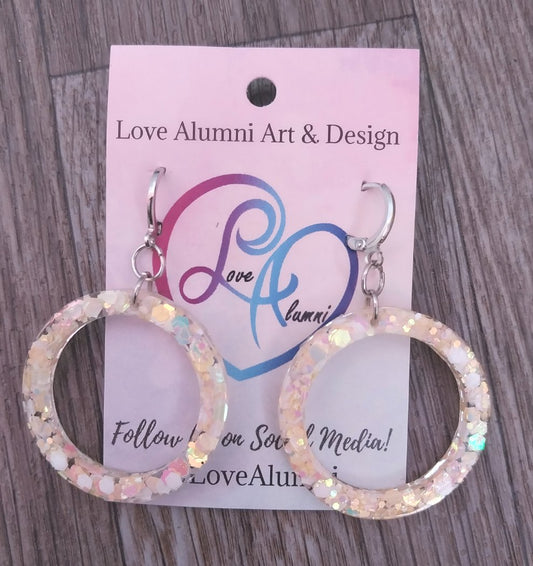 Glitter Rings Silver Plated Hoop Earrings