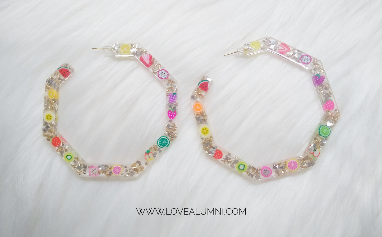 XL Glitter Fruit 18K Gold Hoops