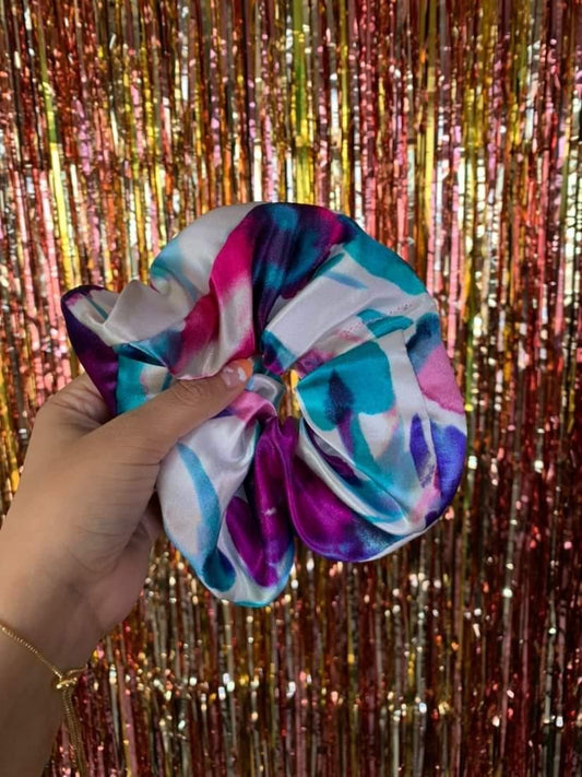 Satin Watercolor Oversized Scrunchie Sustainable Fabric