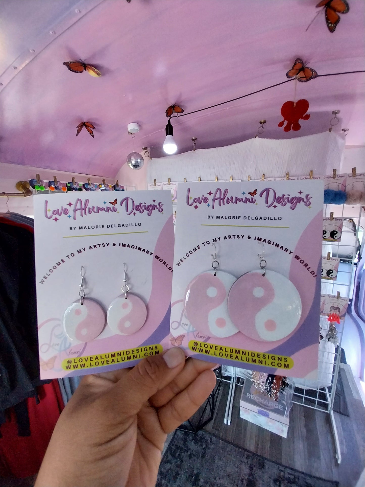 Ying Yang Handpainted XL Statement Earrings