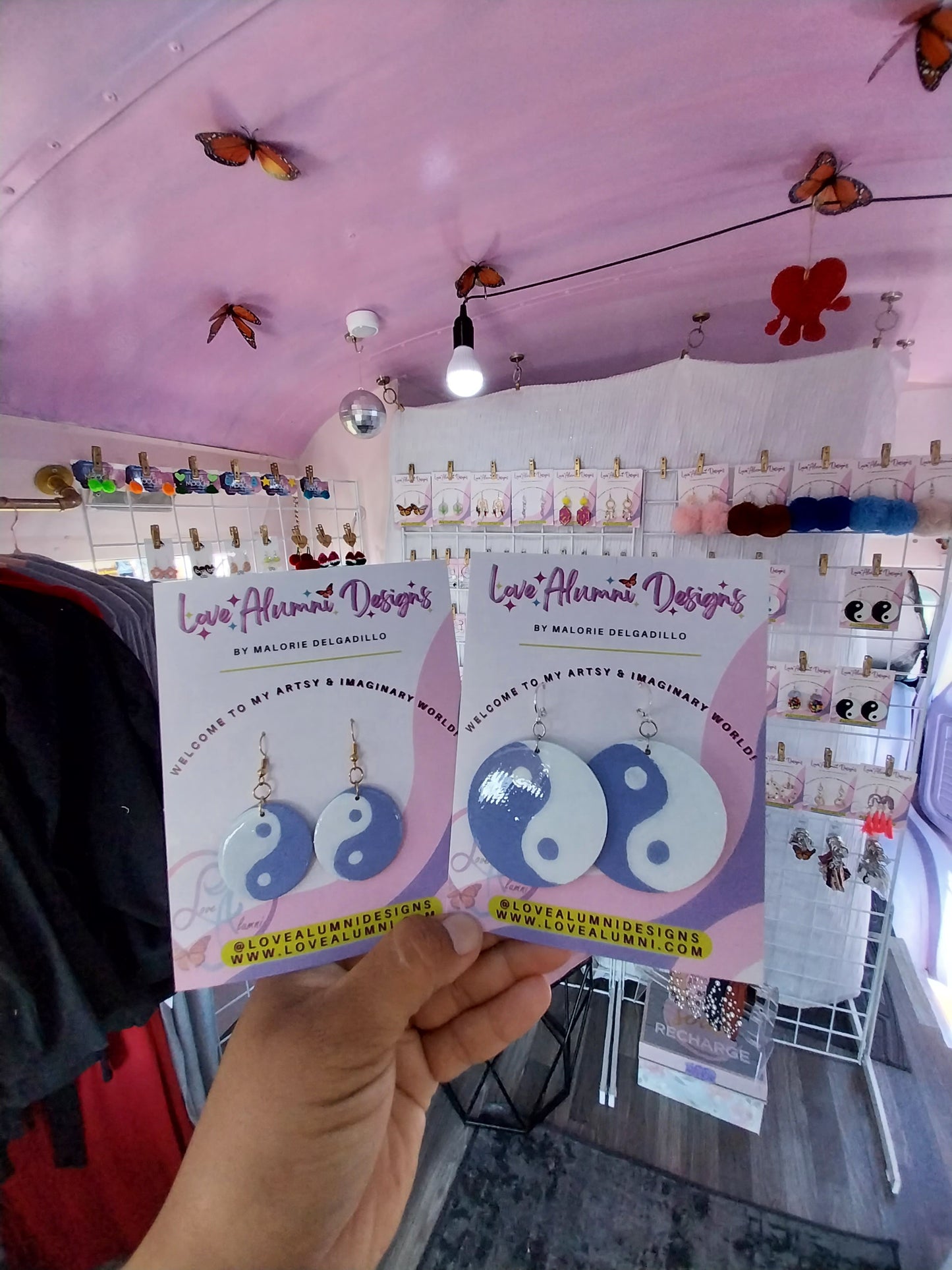 Ying Yang Handpainted Medium Statement Earrings