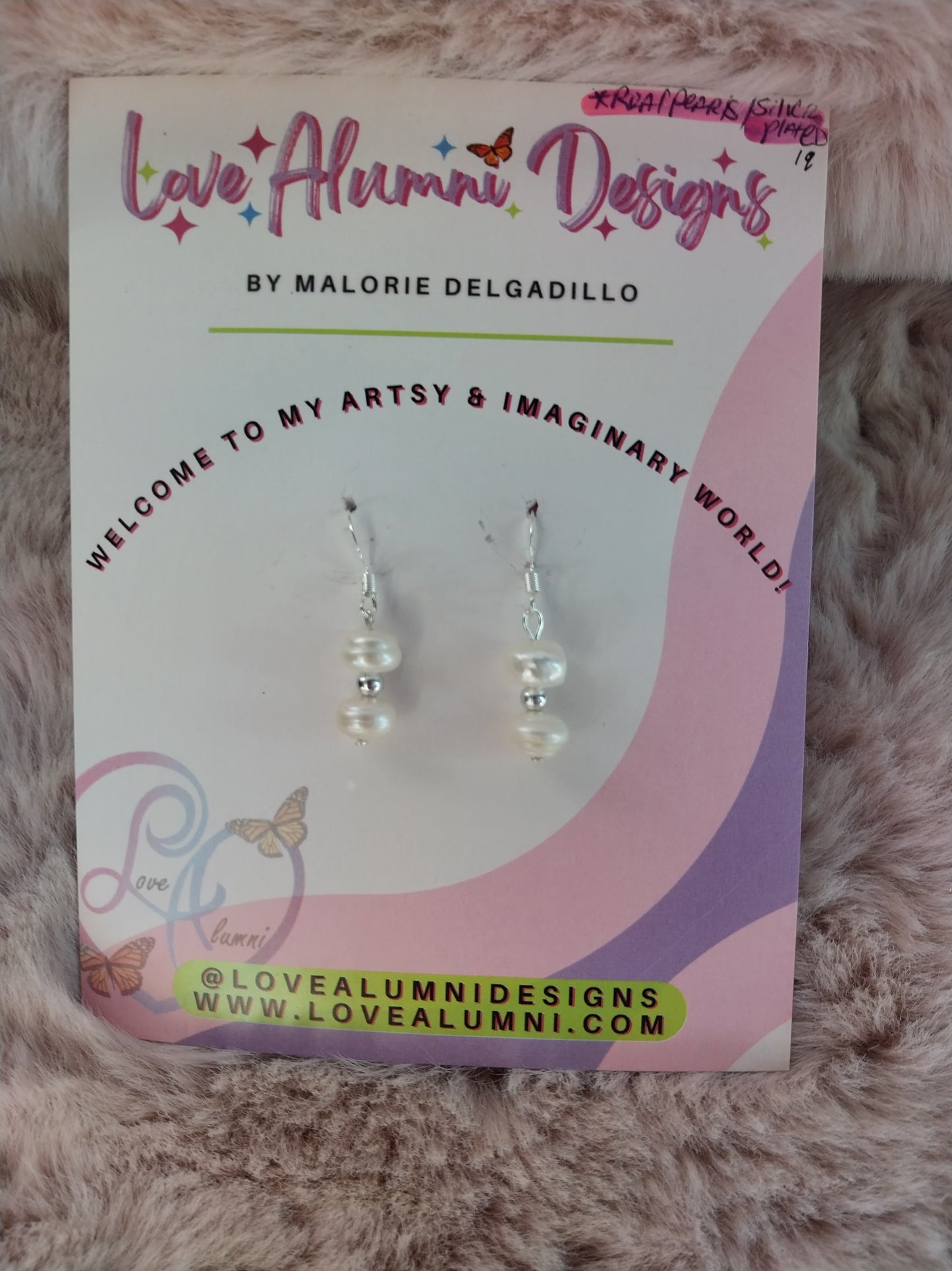 Silver Plated Pearl Dangle Earrings