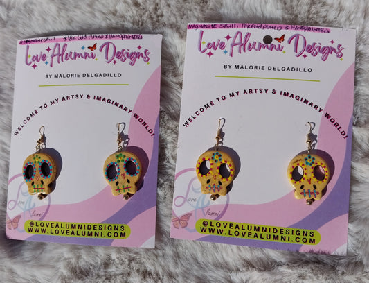 Dia De Los Muertos Handpainted Magnesite Earrings
