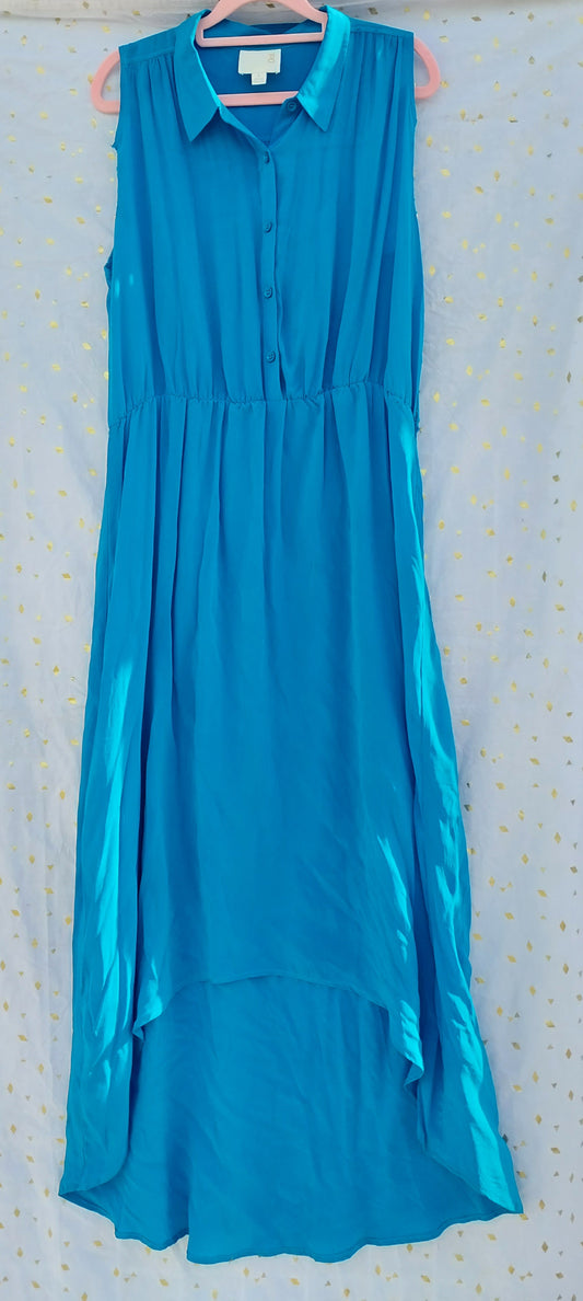 Vintage Ocean Blue Crop Sleeve Dress