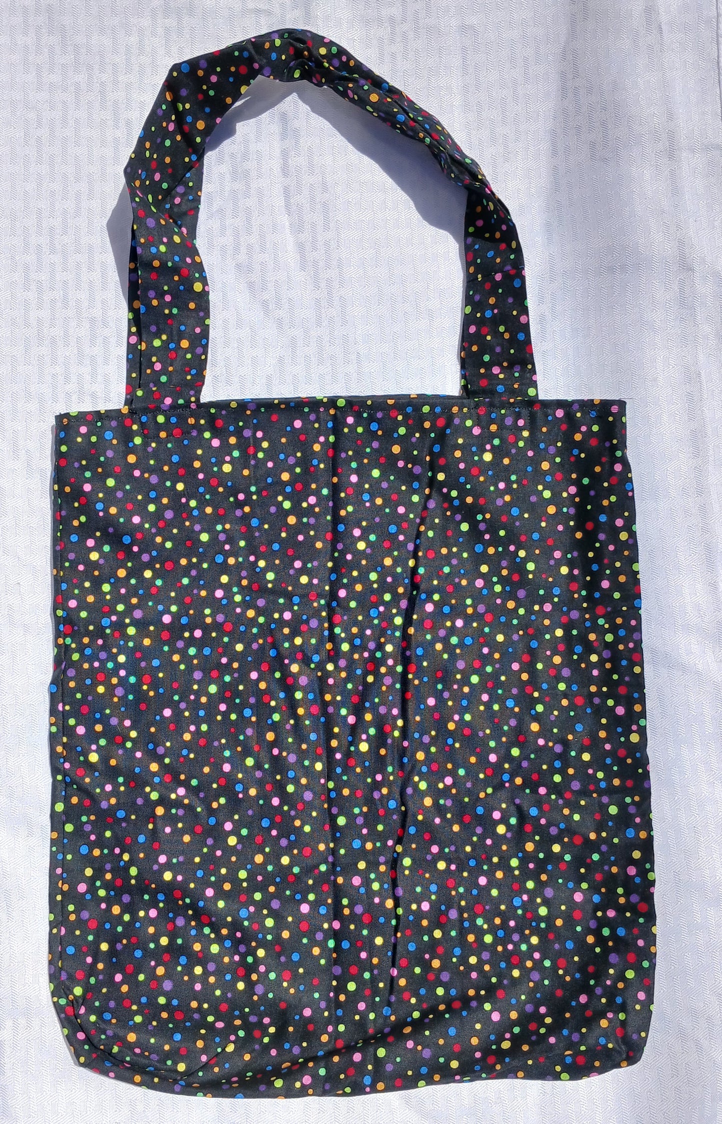 Rainbow Polka Dot Handcrafted Tote Bag Sustainable Fabric