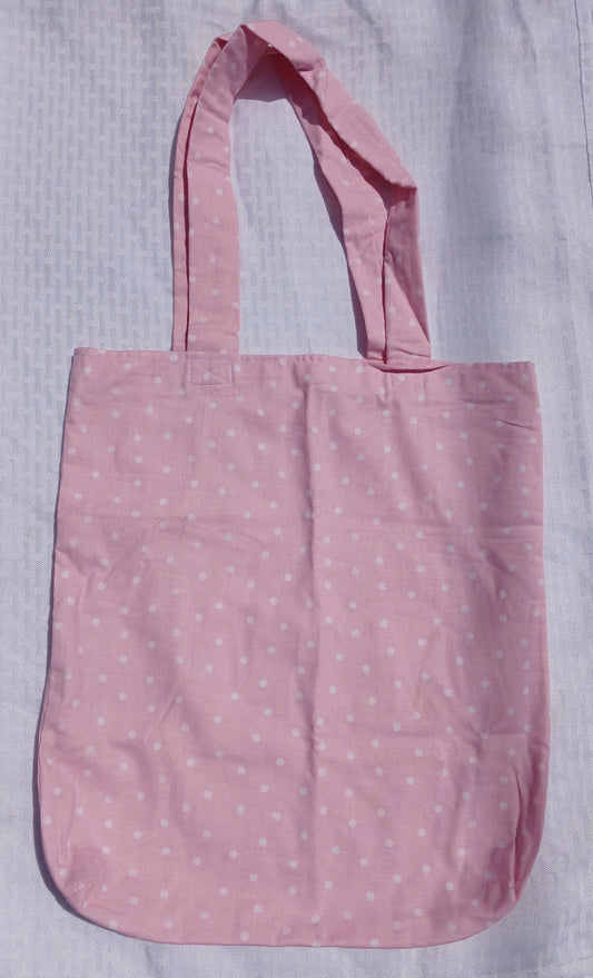 Pink Polka Dot Handcrafted Tote Bag Sustainable Fabric