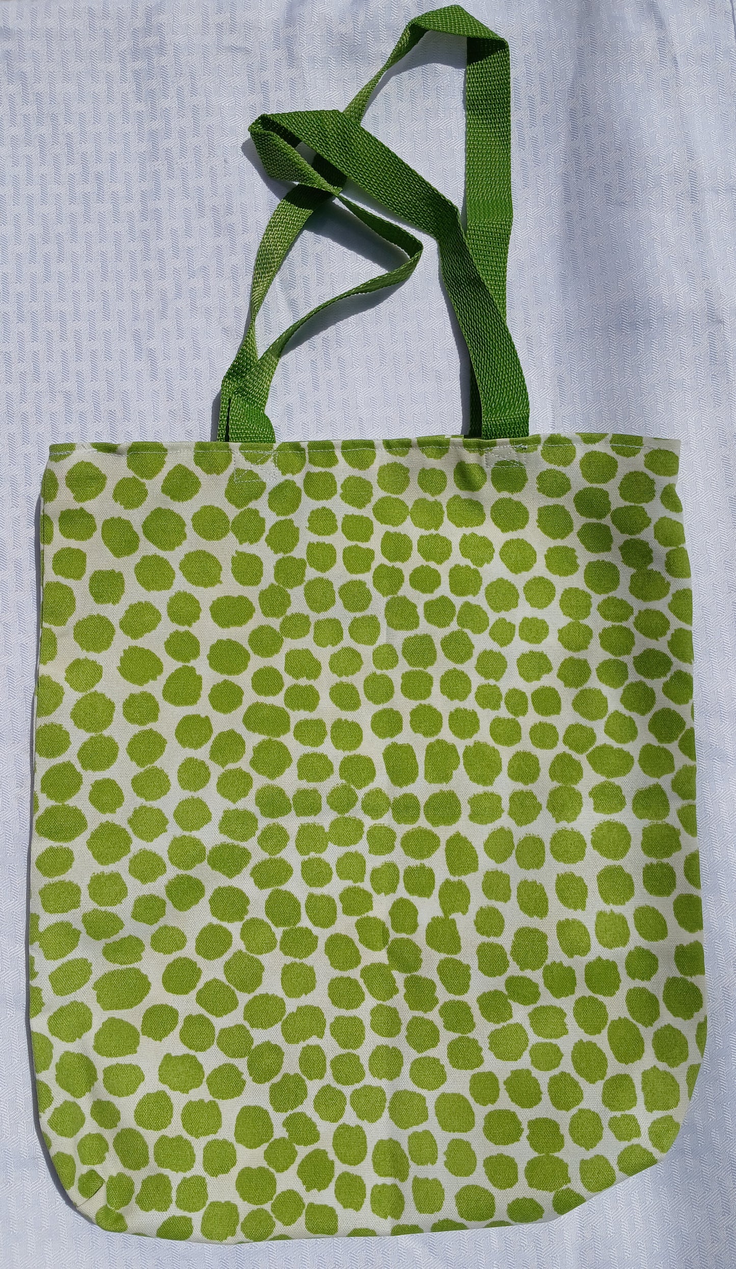 Green Polka Handcrafted Tote Bag Sustainable Fabric