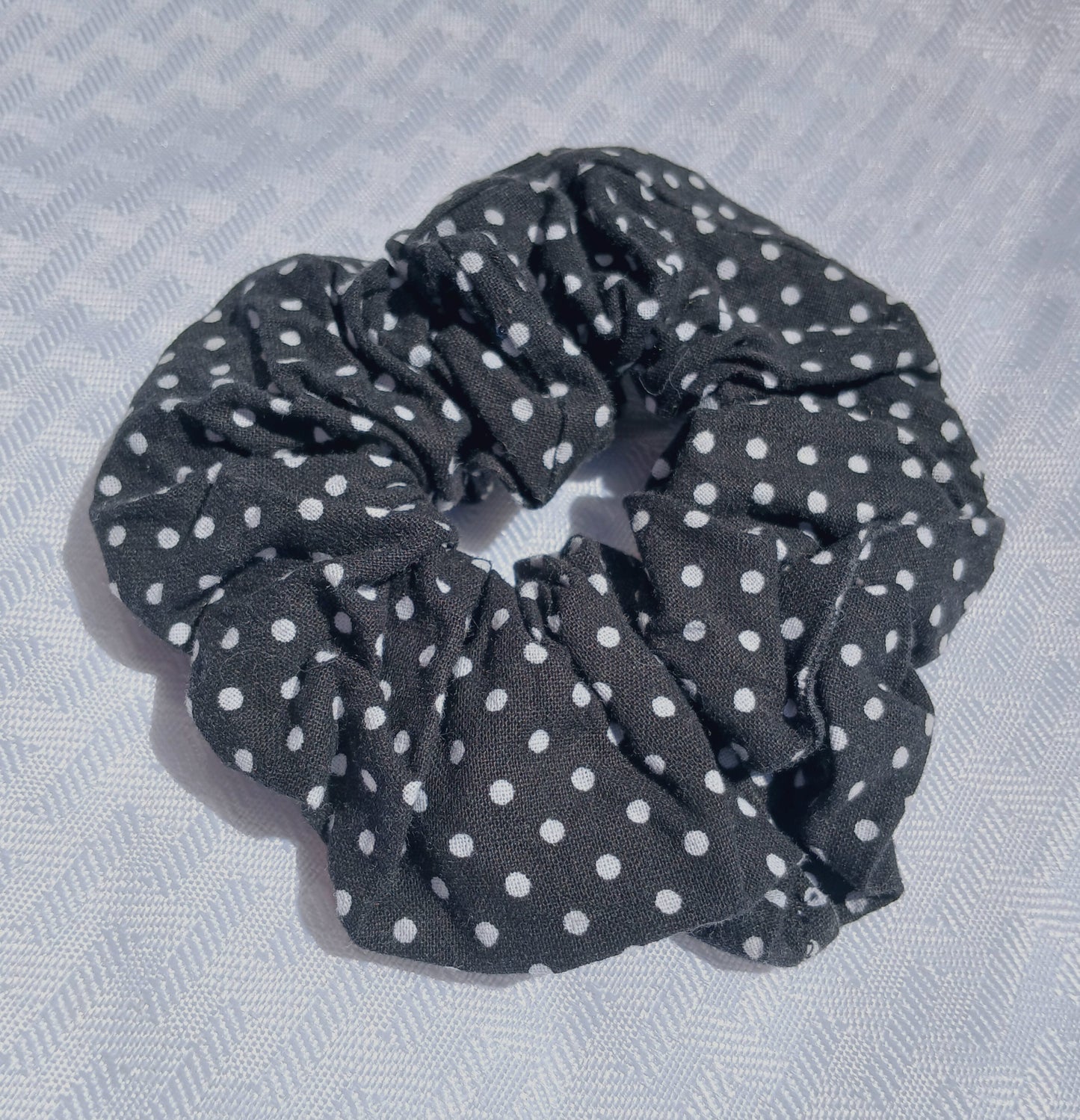 White Polka Dot Scrunchie Sustainable Fabric