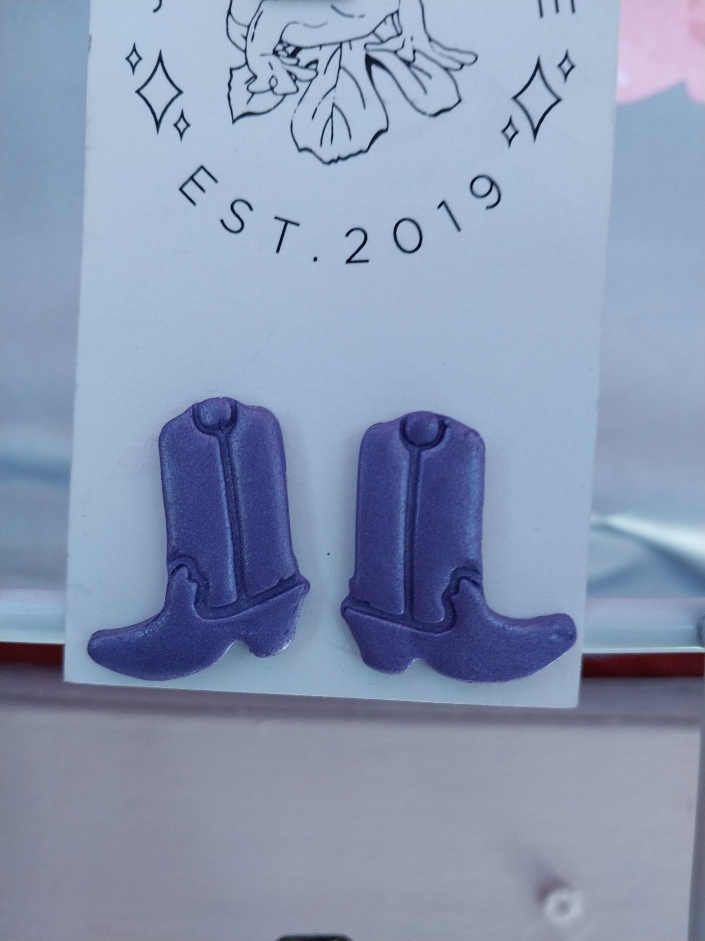 Purple Boot Stud Earrings