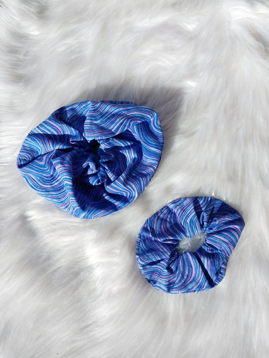 Sustainable Fabric Blue Wave Scrunchie