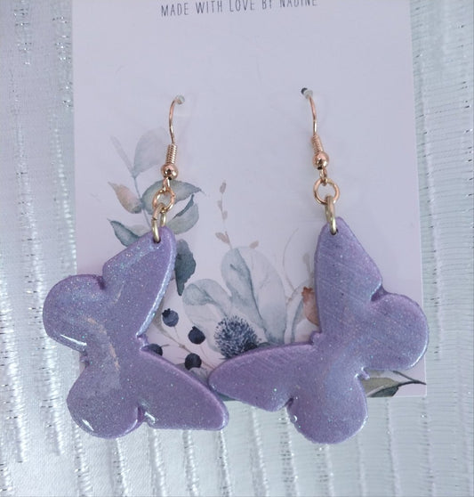 Lavender Shimmer Butterfly Earrings