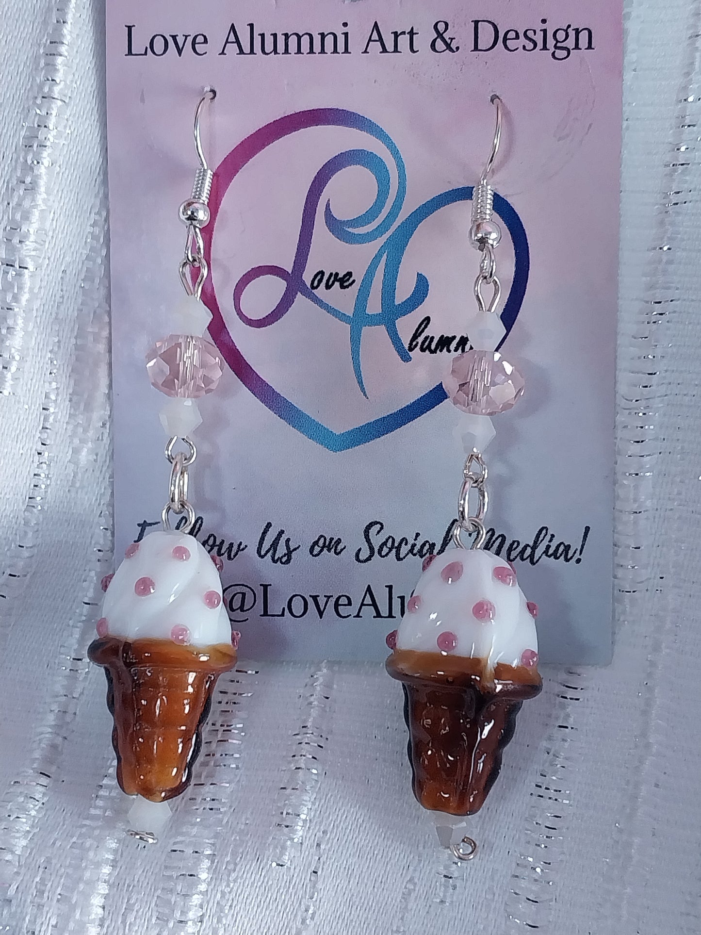 Silver Plated Strawberry Ice Cream Earrings