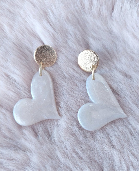 Ivory Shimmer 18K Gold Plated Heart Earrings