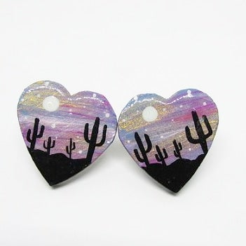 Lavender Desert Hand Painted 18K Gold Plated Studs