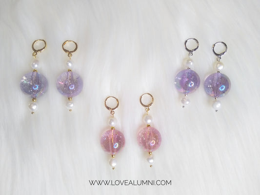 Glitterella Freshwater Pearl Earrings In Powder Pink