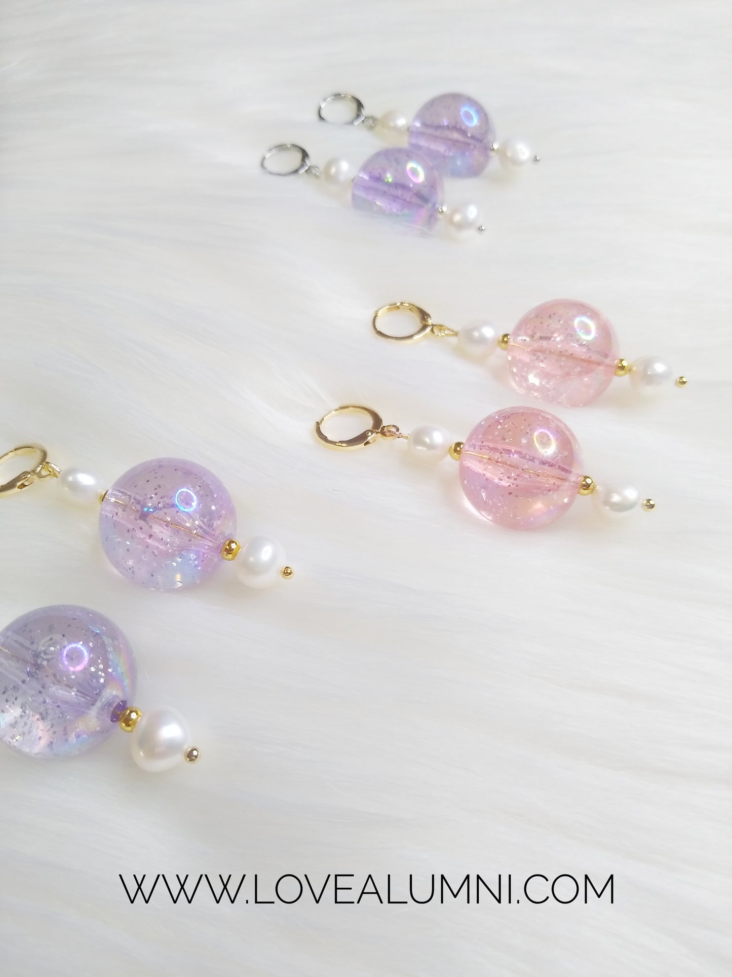 Glitterella Freshwater Pearl Earrings In Powder Pink